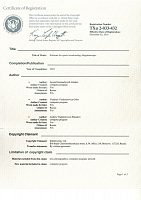 Сертификат о регистрации ПО «Регатаскоп» в Бюро по авторским правам Библиотеки Конгресса США